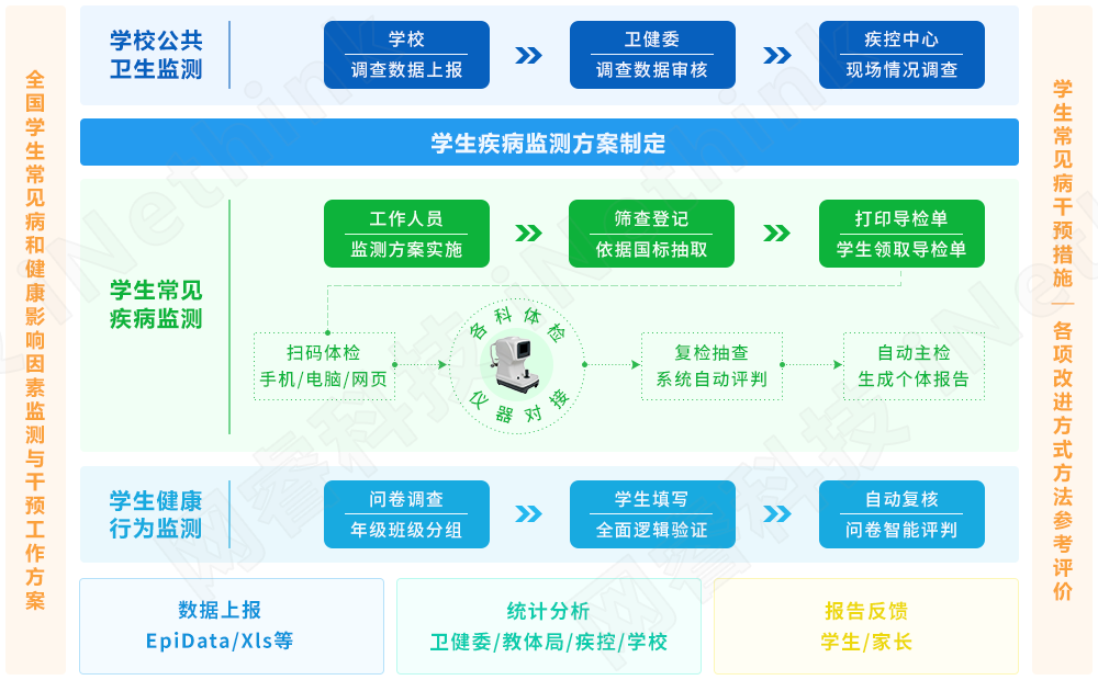 学生常见病和健康影响因素监测与干预工作流程图